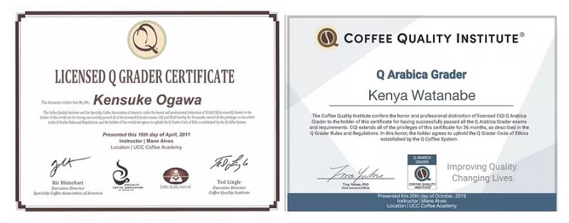 担当する2人はコーヒー鑑定士の国際資格を取得